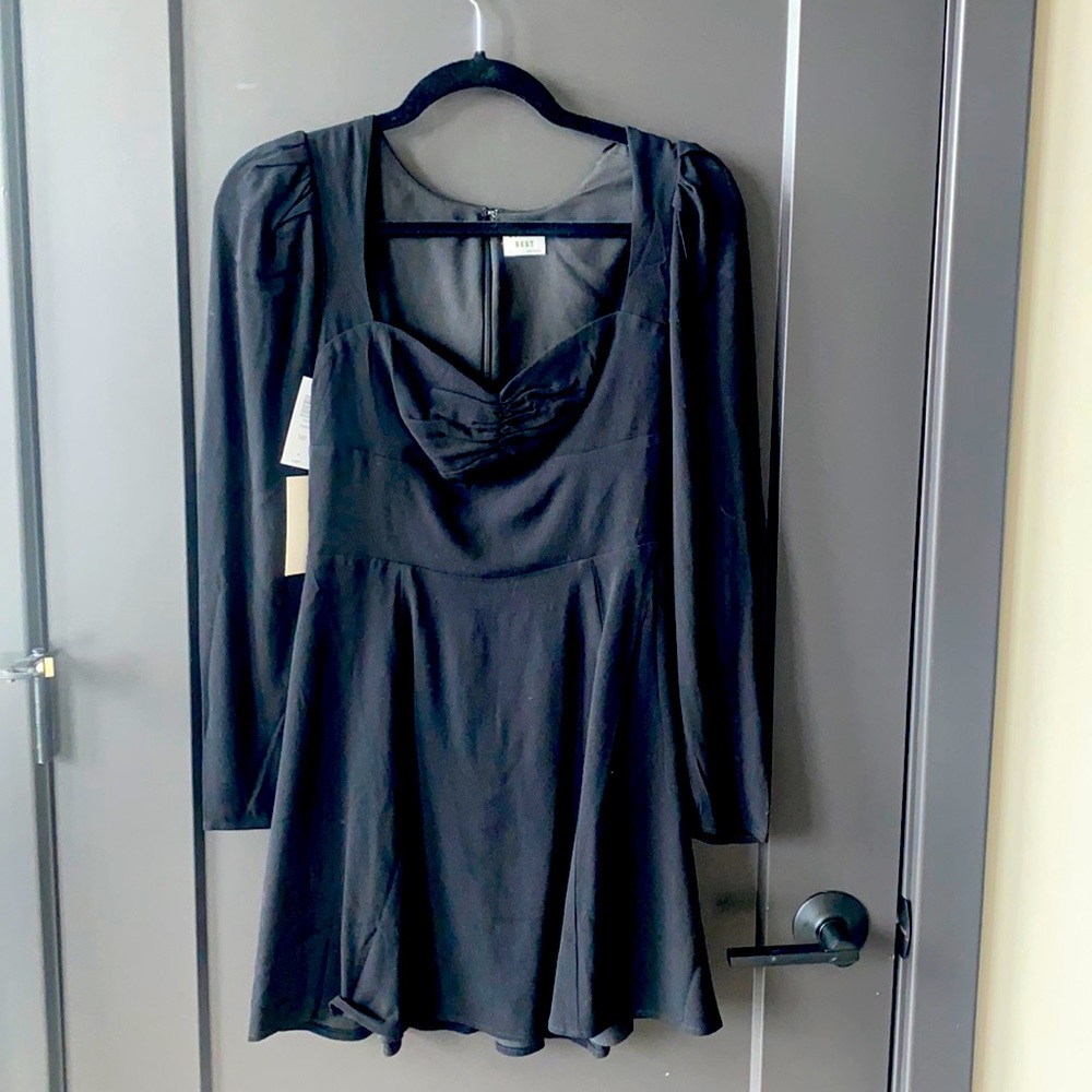 Black Long Sleeve Flirty Dress